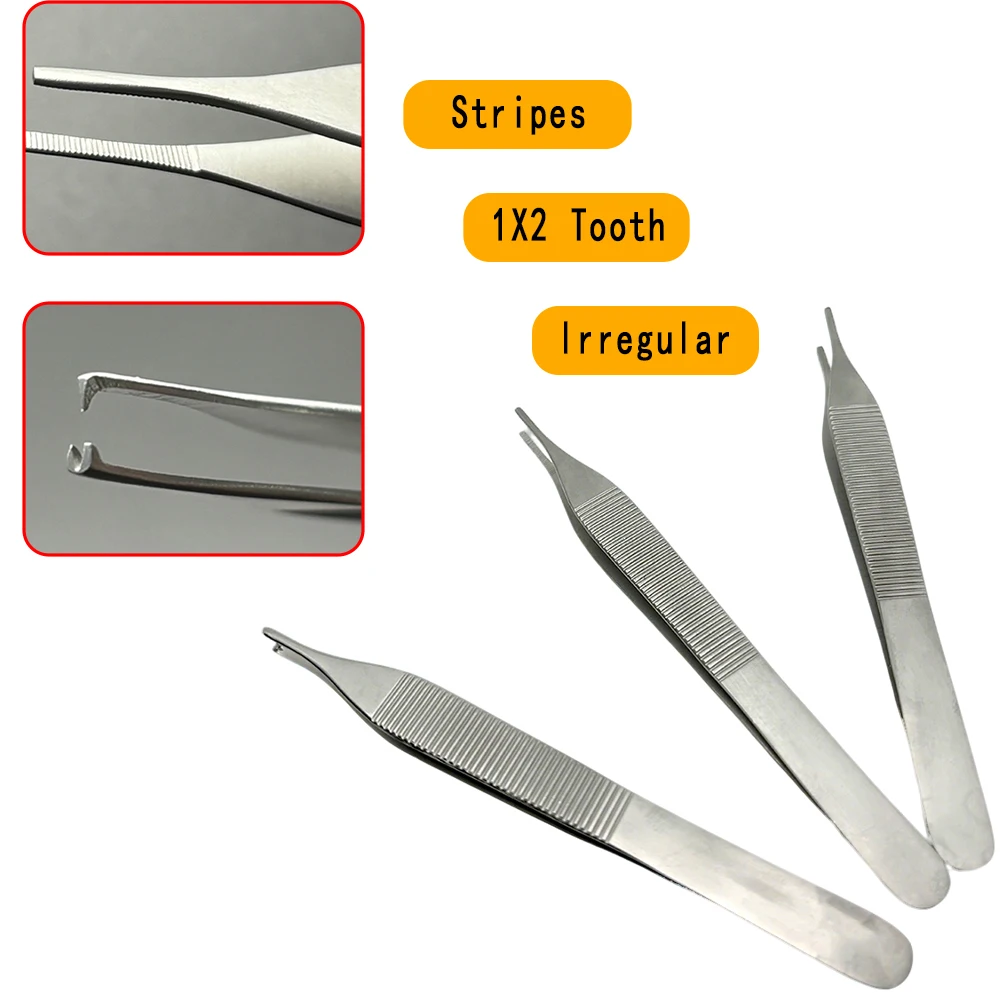 Dental Tissue Tweezers 1x2 Hemostatic Forceps - Extraction Dressing, Home Use High-Quality Stainless Steel