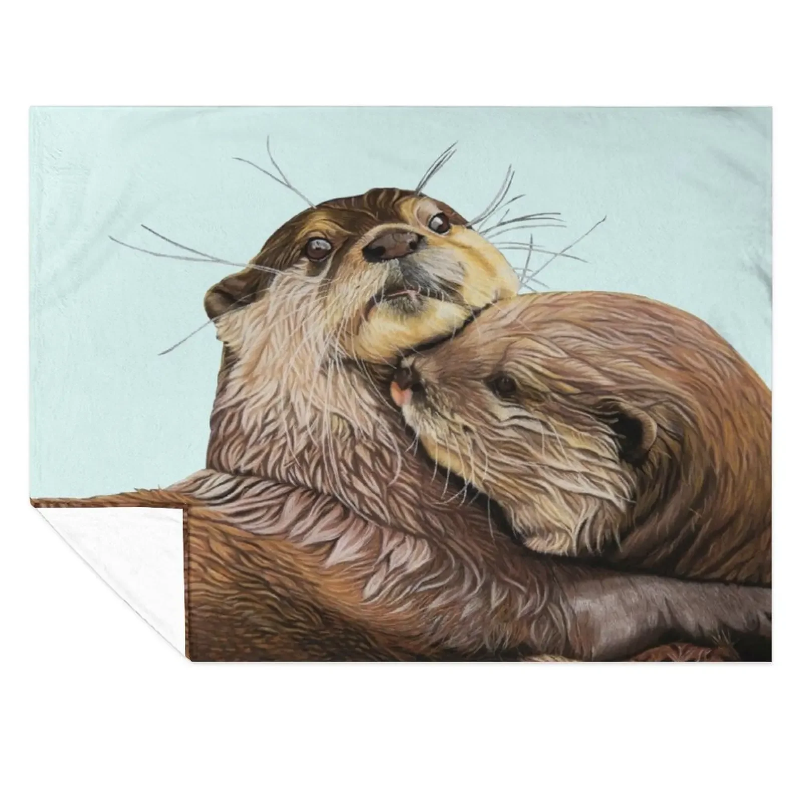 

Copy of Otter couple - Otter art wall art wildlife art mate family swim Throw Blanket Personalized Gift Furry Custom Blankets