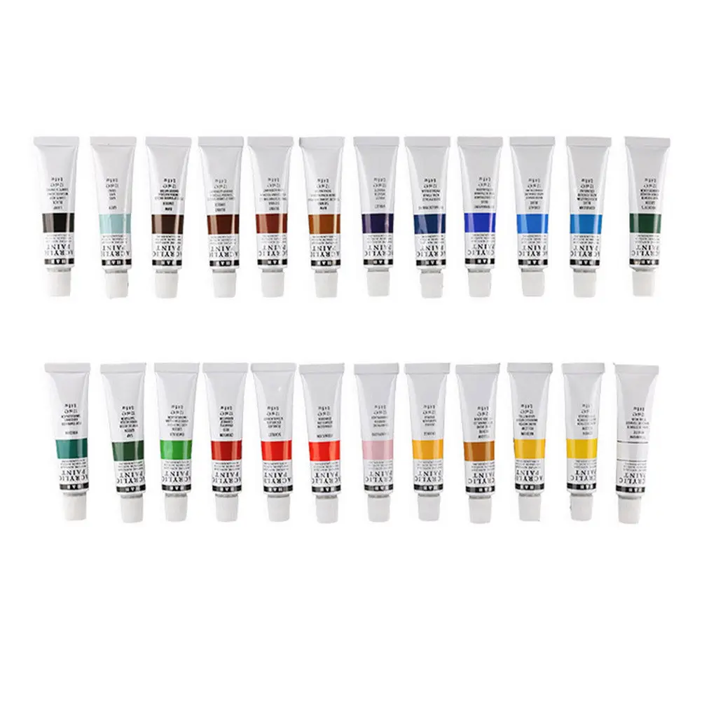 

1Set 24 Colors Premium Waterproof Acrylic Paint Kit Bright High Purity Pigments Sun Resistant Delicate Paste for Wall Hand