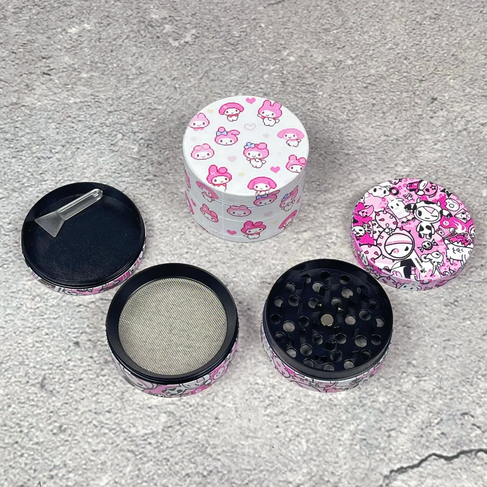 2inch Sanrio Metal Herb Grinder 4-Layers Mill Cinnamoroll Mortar Bud Vanilla Tobacco Grinder Grass Cigar Smoking Cigarette Tool