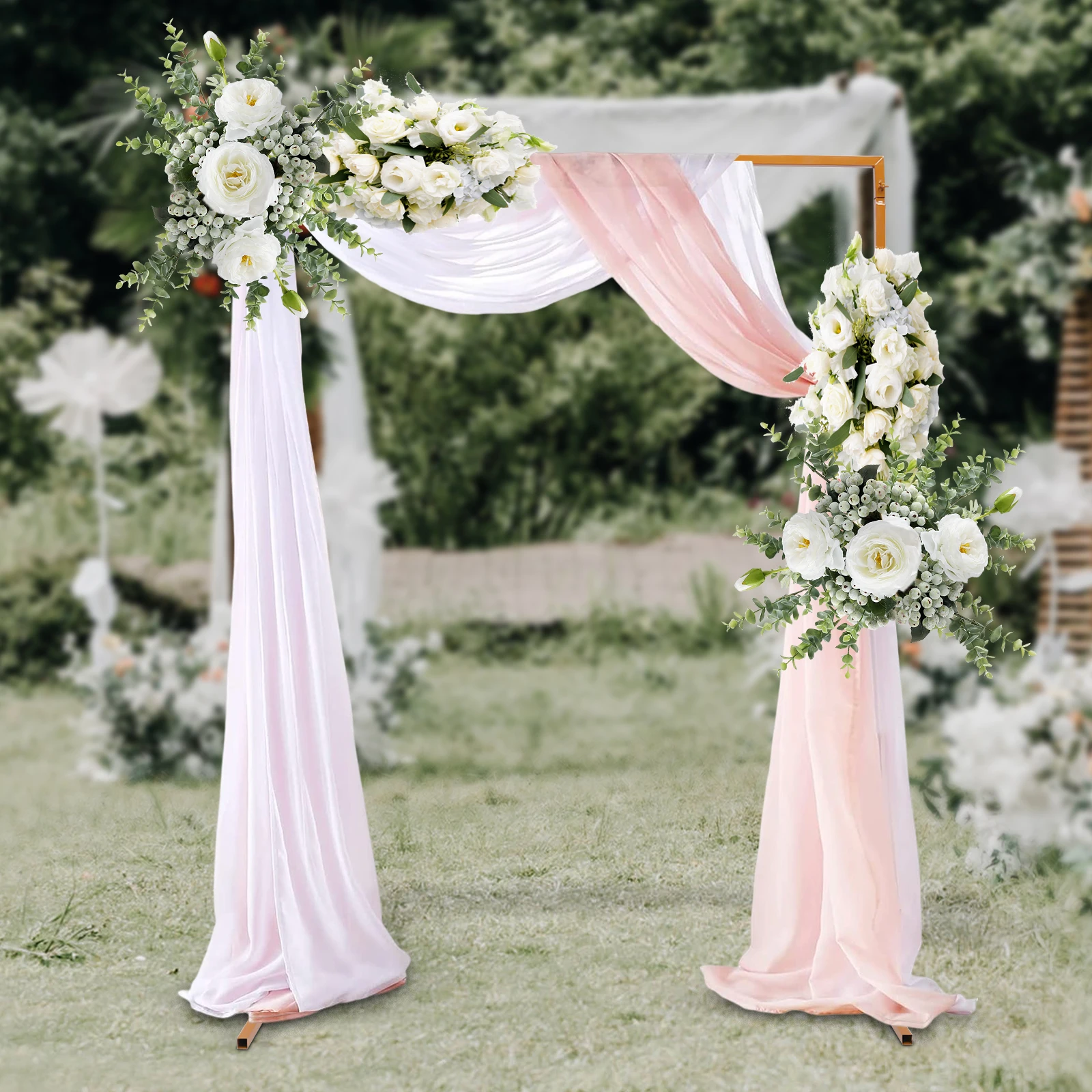 Wedding Arch 6.6*4.9Ft(1.5*2m) Wedding Square Arch Metal Flower Balloon Frame Backdrop Decor For Party Wedding Yellow