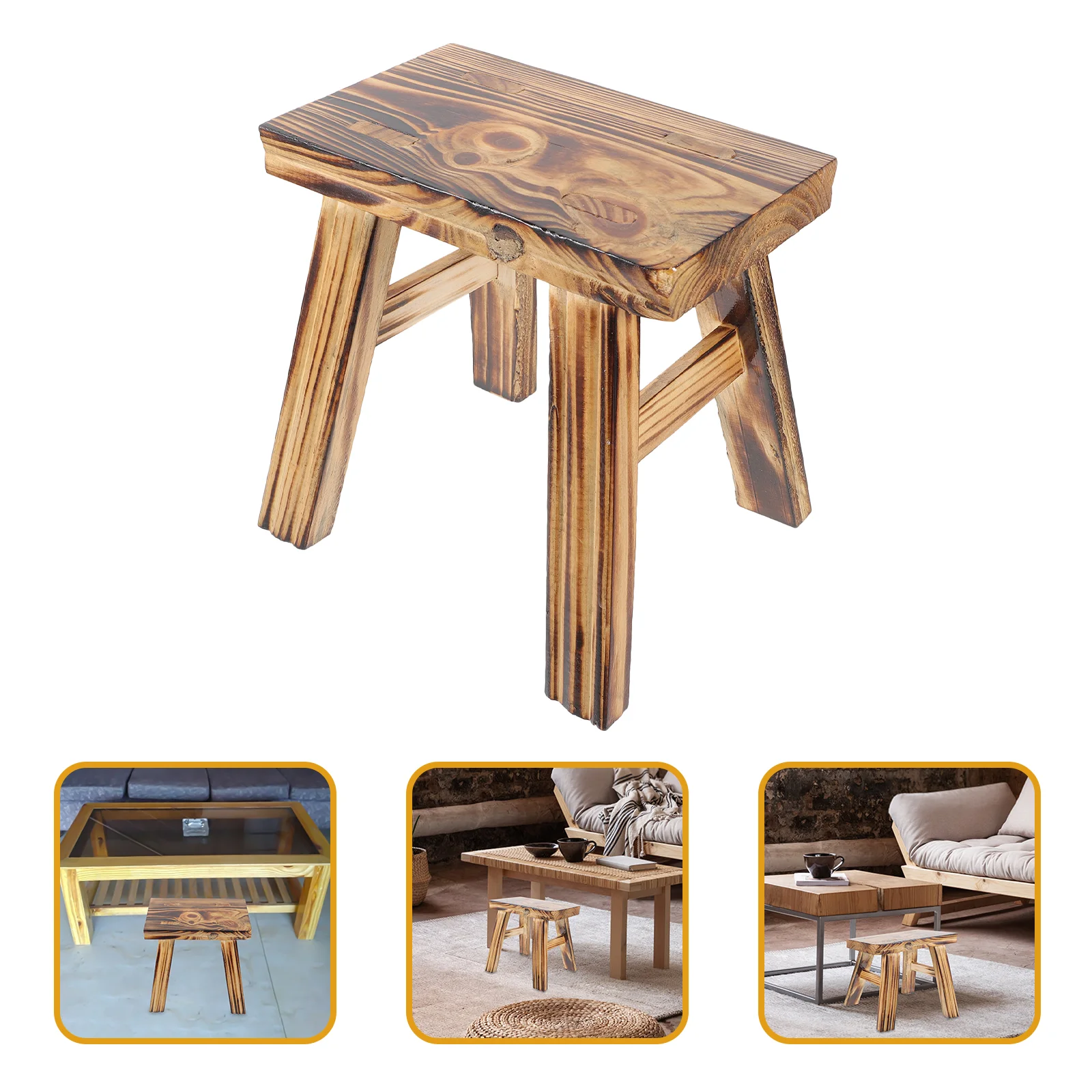 Solid Wood Stool Practical Multi-purpose Small Mini Wooden Foot Step for Adults