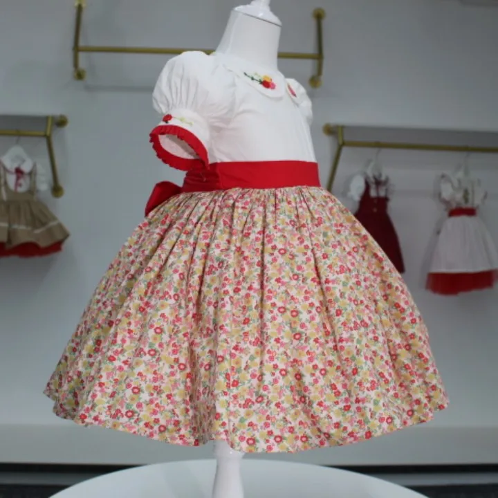 0-12Y Baby Girl Summer Handmade Embroidery Floral Dress for Birthday Baptism Wedding Eid Casual B309