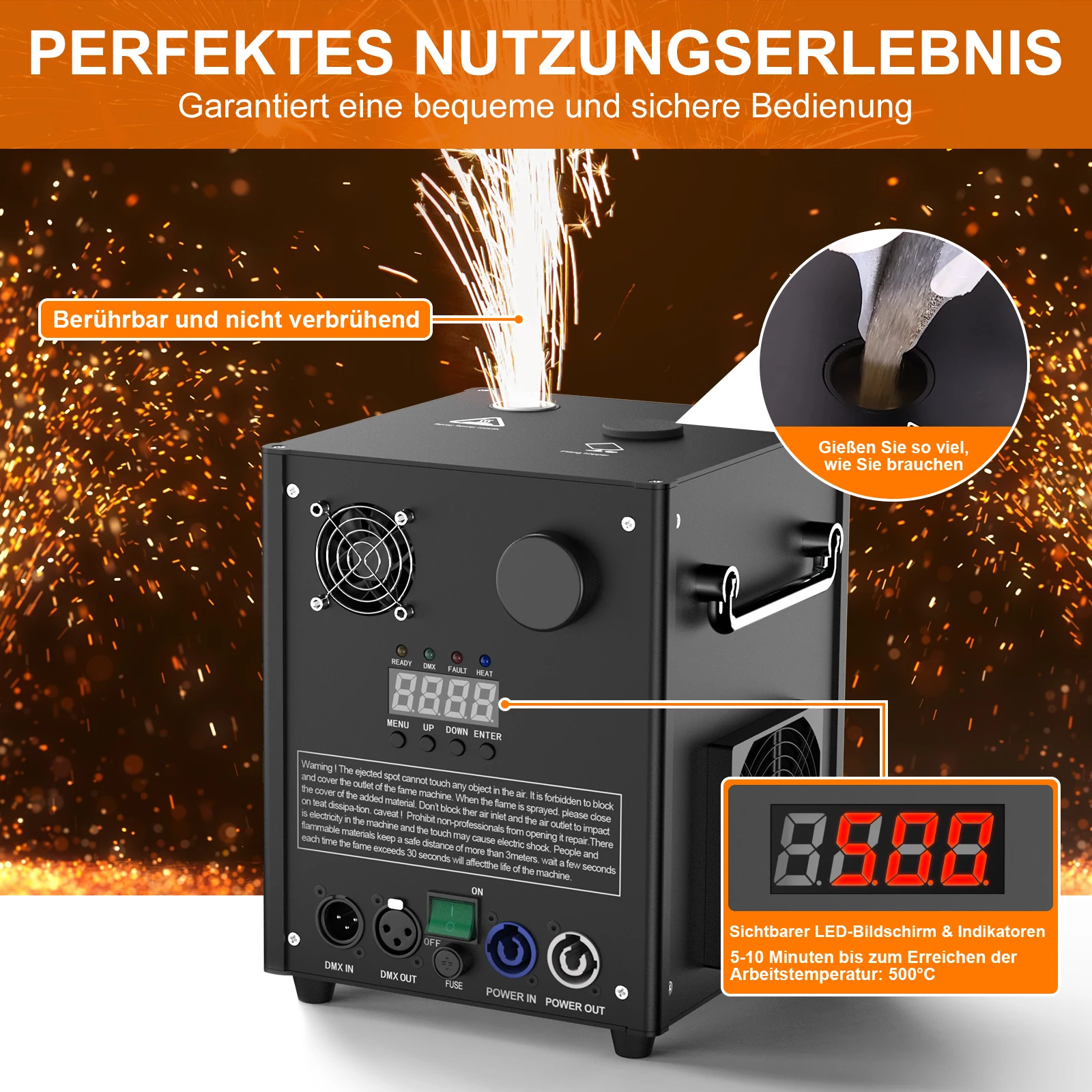 750W Cold Spark Machine Cold Fireworks Machine Wedding Nightclub Cold Flame Sprayer Equipment HOLDLAMP for Wedding Musical Show