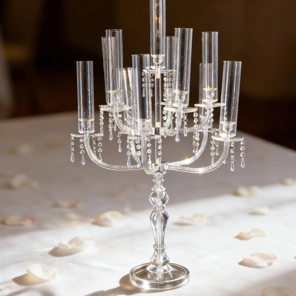 4-10pcs Transparent Acrylic Trumpet Vases ，candlestick- Perfect Wedding Table Flower candelabra Stands & Center Decor Supplies