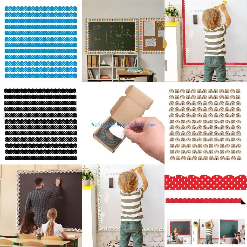 U2JE ملصق حواف مستقيمة لتزيين سبورة السبورة لنشرة الحفلات المدرسية، لوحة إعلانات للفصل الدراسي شارات جدارية