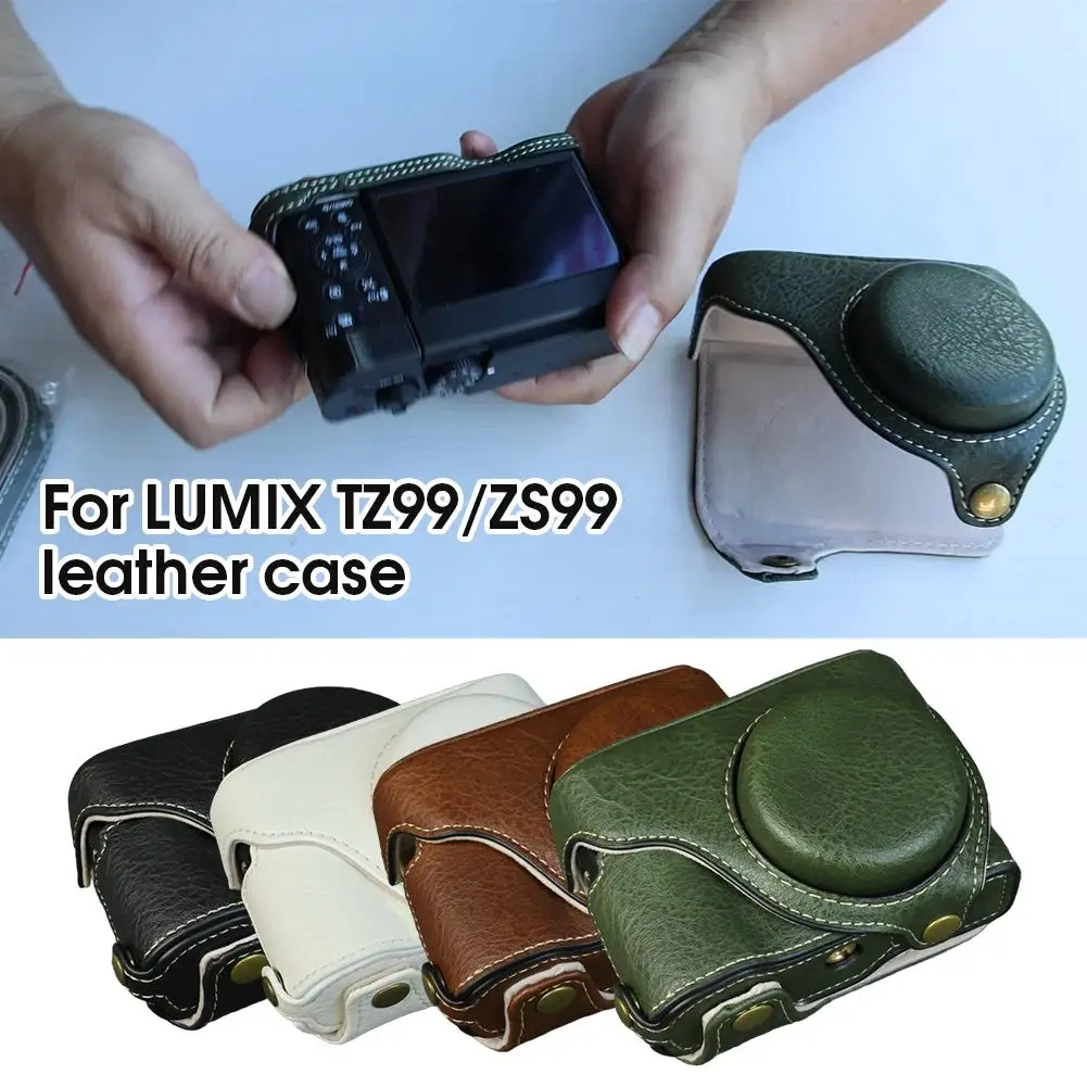 حقيبة كاميرا حافظة جلدية ل Lumix ZS99 / TZ99 غطاء القلفة للكاميرا الغطاء الواقي قاعدة قذيفة مثقوبة E7X6