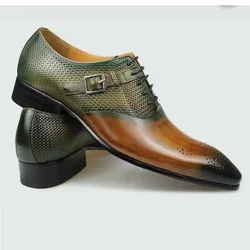 Fashion Office Shoes For Men Top Layer Genuine Leather Handmade Business Banquet Wedding Party New Spring Autumn Luxury Man Shoe