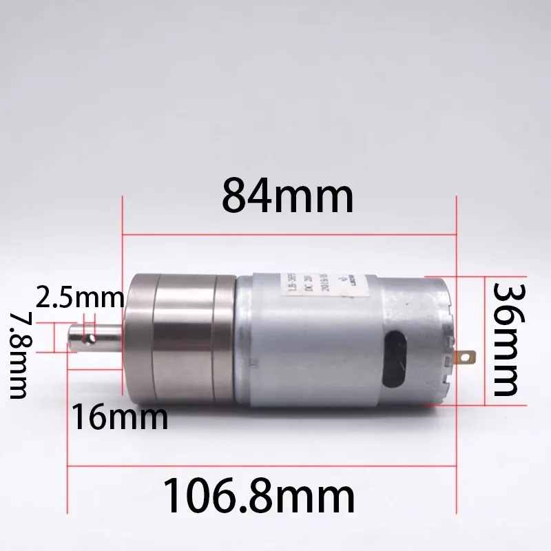 6V-24V 36 Type 555 DC Motor High Power Intelligent Vehicle Robot Center Axis Gear Reduction Motor