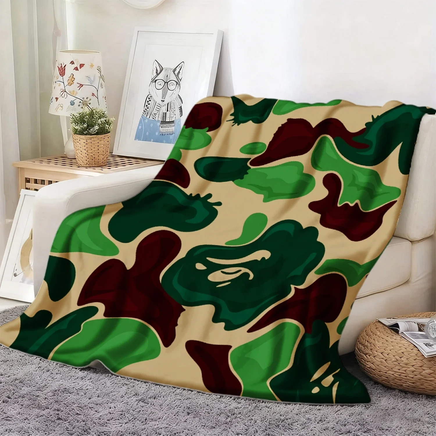 Large Decorative Throw Blanket Jungle Print Abstract Camo Pattern Sofa Bedding Home Decor 150x200cm