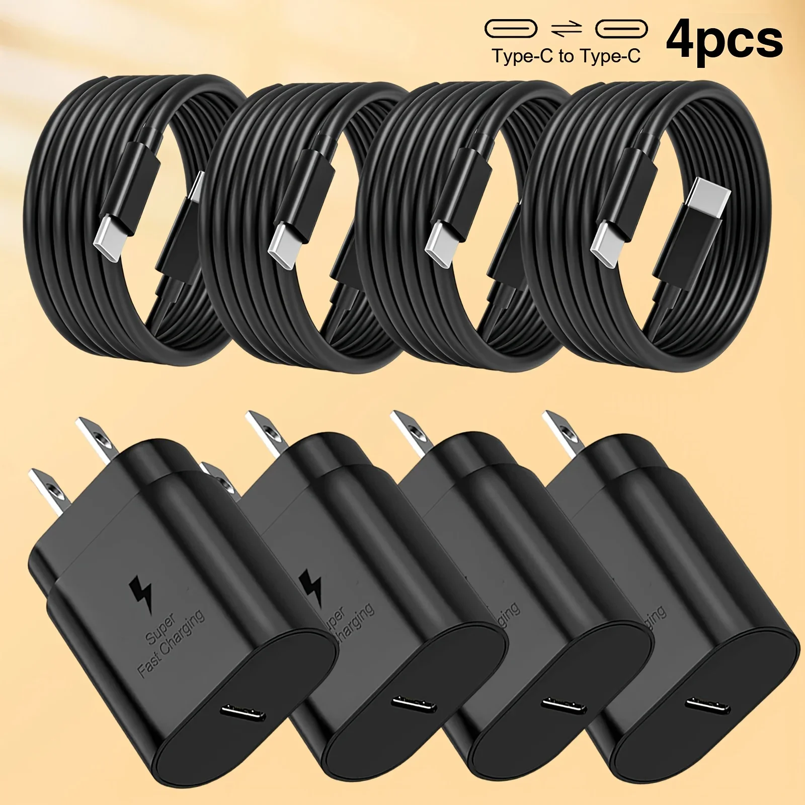 

2/4 шт. сверхбыстрое зарядное устройство USB-C fo23+/Note 10/20/S20/S21, Galaxy Tab S7/S8 с кабелем 4 фута