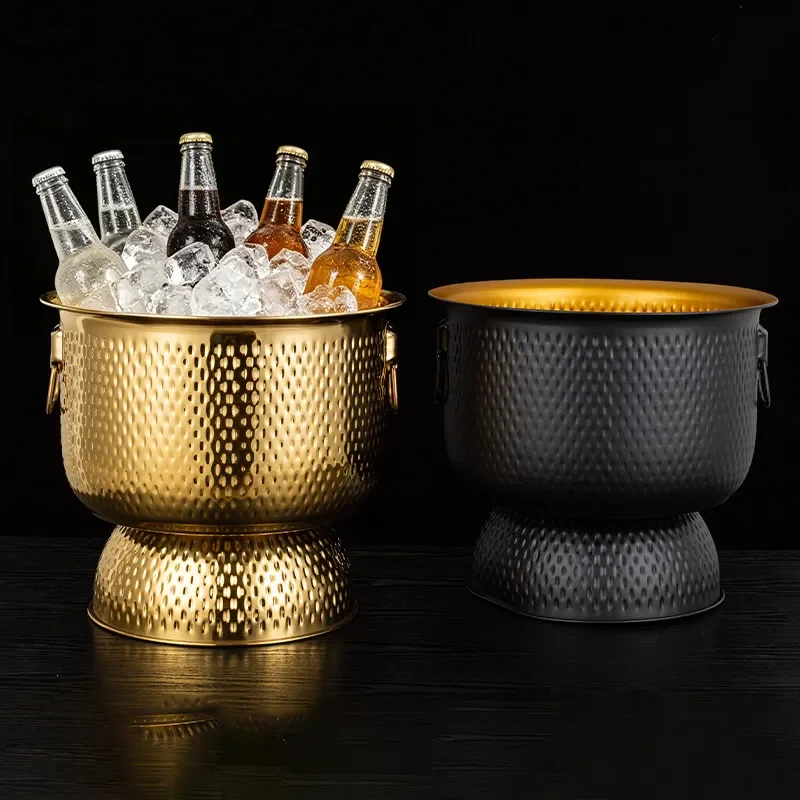 Luxury Stainless Steel Ice Bucket With Stand For Champagne Wine Beer Commercial Bar KTV Party Drink Cooler Holder Large