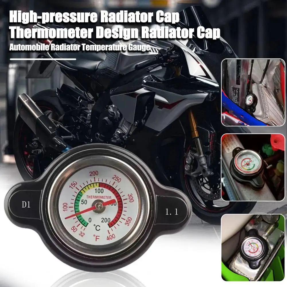 Radiator Cap 1.8 Car High-Pressure Radiator Cover with Temperature Gauge Auto Modified Fuel Tank Cap for Motorcycle Truck SUV