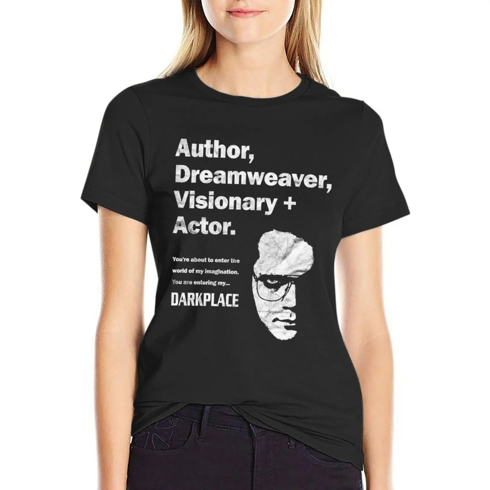 

Darkplace Author Dreamweaver - Distressed Look T-Shirt funnys tees white t-shirts for Women