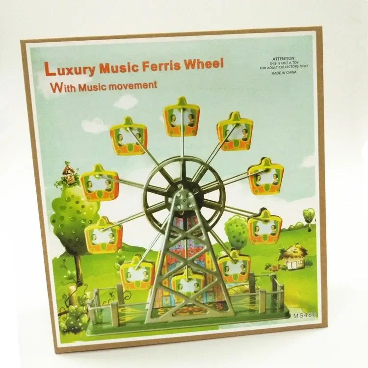 [Lucu] Koleksi Dewasa Mainan Angin Retro Timah Logam Roda Ferris Musik Mainan Mekanis Mainan Jam Gambar Model Hadiah Anak-anak