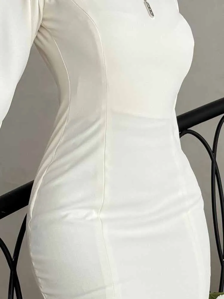 فستان سهرة مثير بدون ظهر وأكمام طويلة فستان أنيق بأزرار سادة ونحيف للولائم فستان أنيق للسيدات بخصر عالٍ ملفوف على الوركين