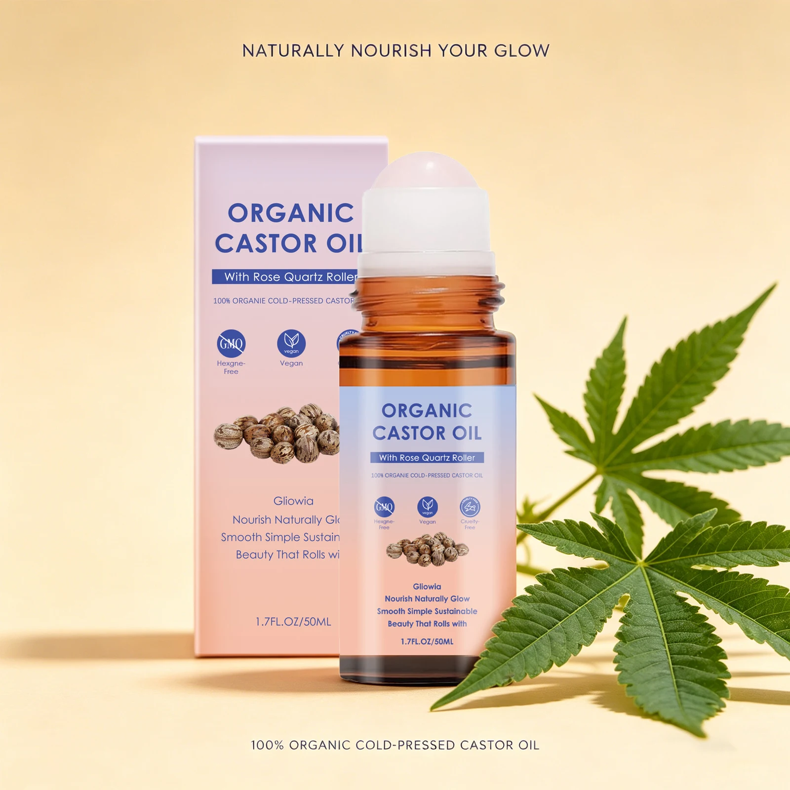Organic Castor Oil Roll On Natural Formula Soothing Skin Deep Hydration Help Hair Growth Body Care Natural Castor Essence Oils