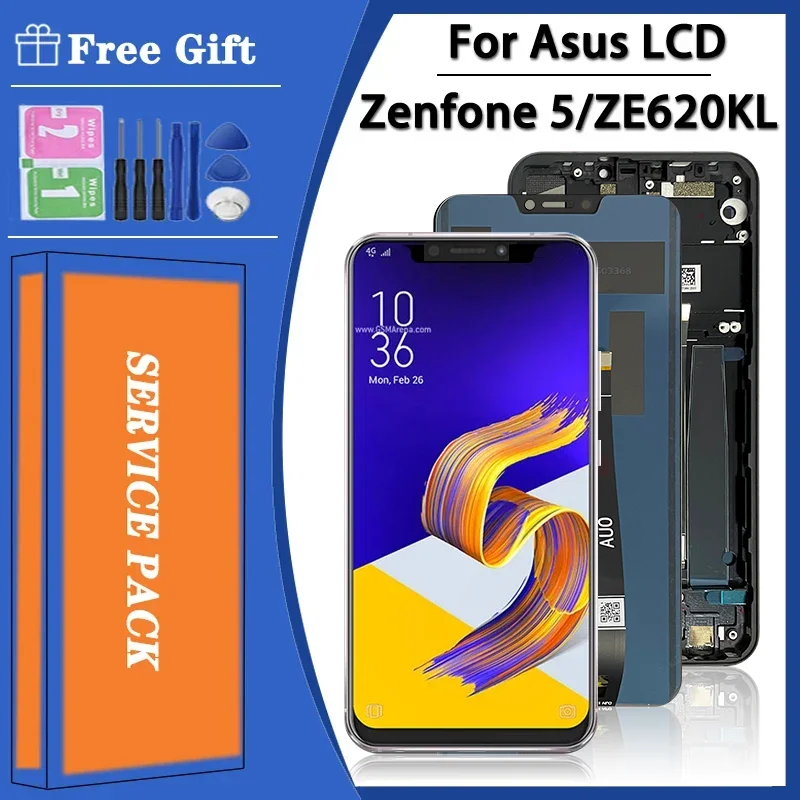 Original 6.2'' For Asus ZenFone 5 ZE620KL X00QD ZF620KL X00QDA LCD Display Touch Screen For Zenfone 5z ZS620KL Z01RD LCD Frame