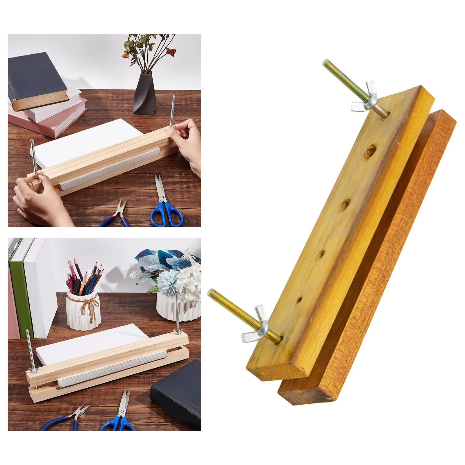 Wooden Binding Press machine Durable Wooden Bookbinding Press for Home Tags DIY Bookbinding Manual Binding Paper Punch Machine