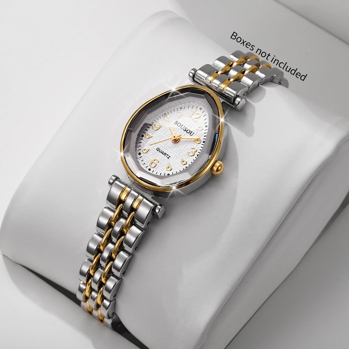 Fashion Oval Diamond Women Watch Luxury Stainless Steel Bracelet Quartz Ladies Dress Wristwatch Relogio Feminino（Without Box）