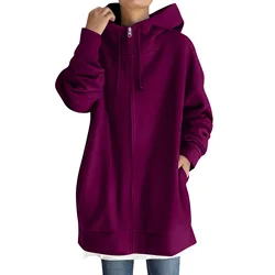 Streetwear Solid Hoodies Women Y2k Zip Up felpa con cappuccio felpe Harajuku Sportswear coreano lungo Pullover con cappuccio abbigliamento femminile