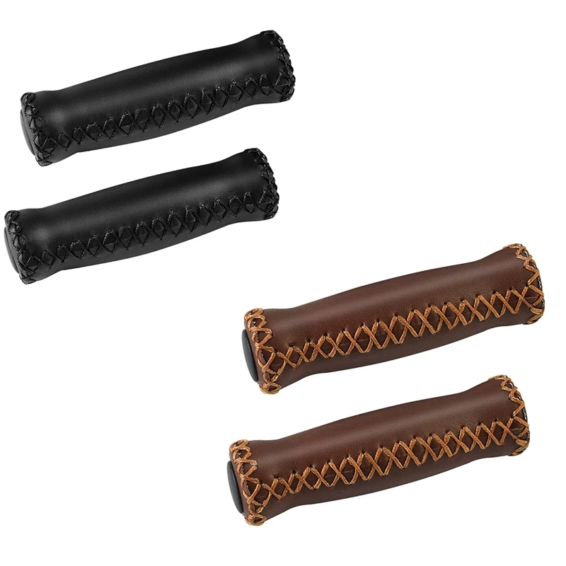 Bike Handlebar Grips,Hand-Stitched Retro Bicycle Grips,For Most 22.2Mm (7/8Inch) Bicycle Handlebar