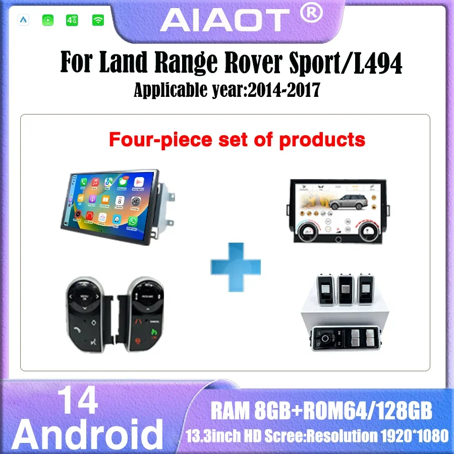 13.3inch Android14 Carplay Multimedia Player for 2014-2017 Land Rover Sport/L494 with Screen Air Conditioning Panel Bosch/Harman