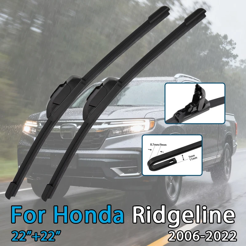 

For Honda Ridgeline 2006-2022 Car Wiper Blade Front Wipers Fit U Hook Arm Windscreen Auto Wiper Blades