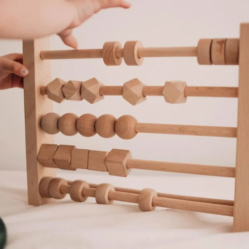 Nordic Style Children's Room Background Shooting Props, Wooden Beech Wood Geometric Shape Children's Puzzle Toy Abacus