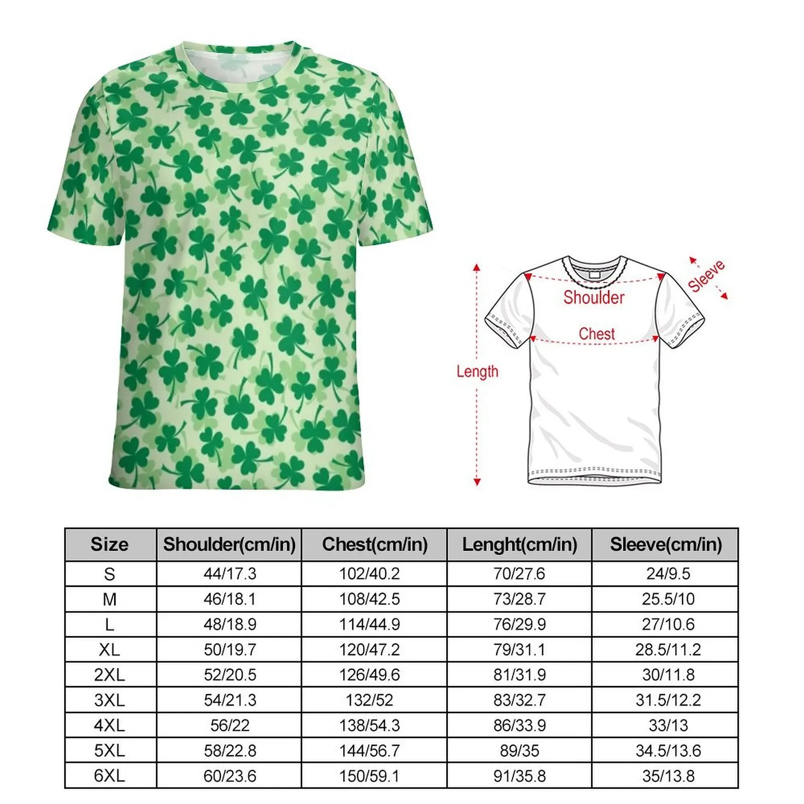 Summer T-Shirt Green St Patricks Day T-Shirts Three Leaf Print Streetwear Harajuku Tee Shirt For Male Custom Oversized Clothing