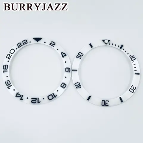 BURRYJAZZ 38 mm vit sluttande dykare GMT keramisk infattning SUB-infattning passar 40 mm boett NH35 NH34 automatiskt urverk 10 best sales 35 mm raminsats - №8