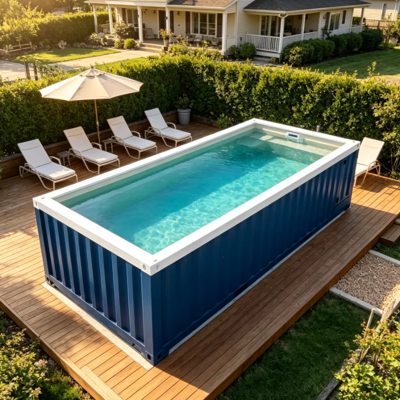 Modular Shipping Container Plunge Pool, Durable Outdoor Container Swimming Pool for Home Vacation