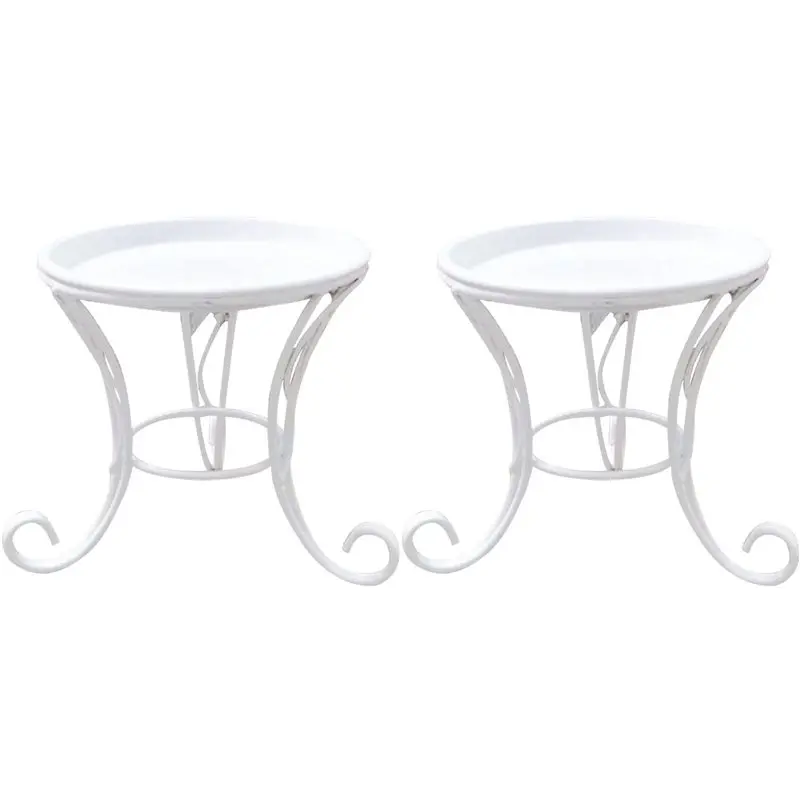 2X زهرة البراز حامل زهور معدني ، النمط الأوروبي البراز شرفة الطابق حديقة اناء للزهور حامل زارع أ