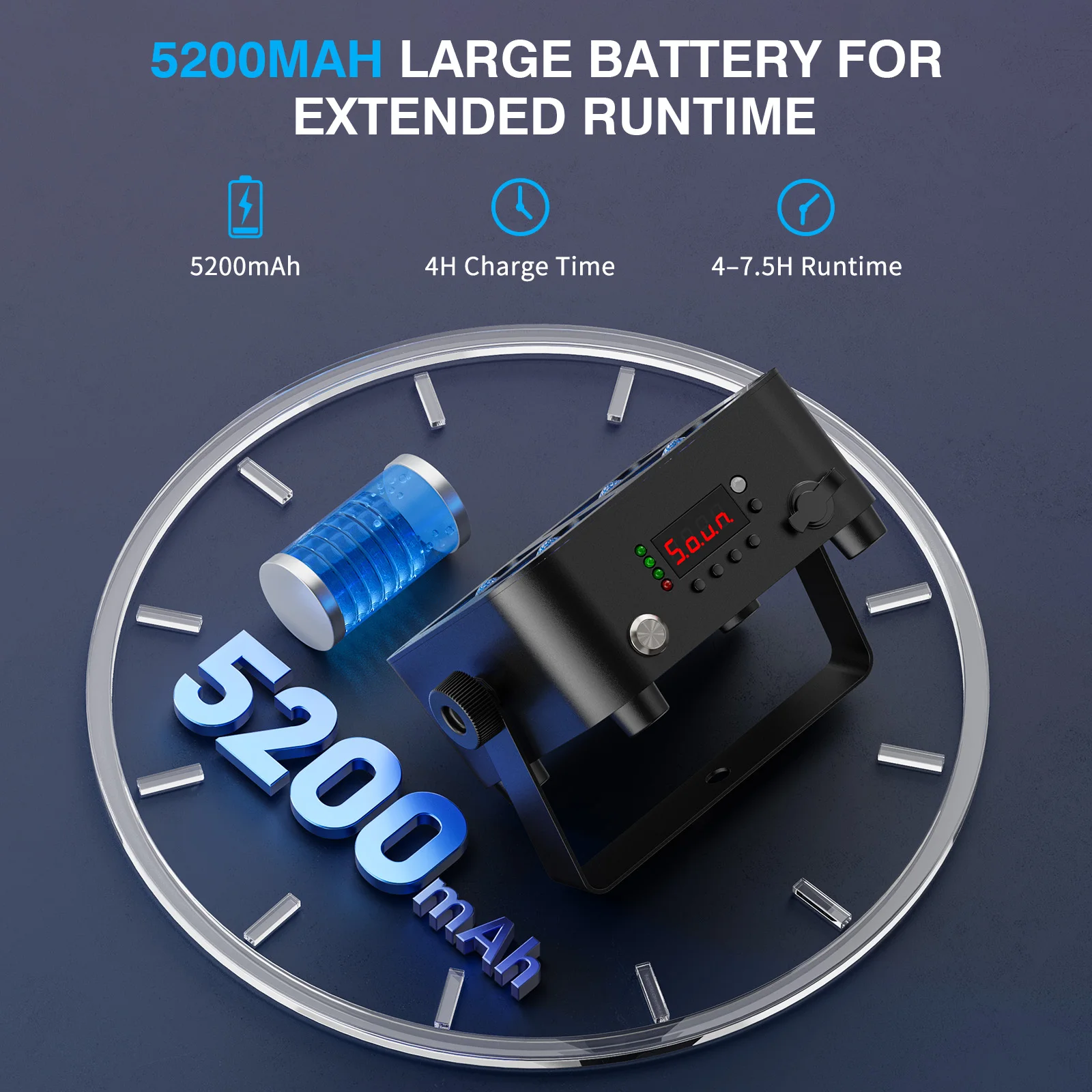 Fieryzeal 4PCS 40W Rechargeable Par Light 5200mAh Battery  RGBWA+UV LED Par Light DMX APP Control Stage Light for DJ Disco Party