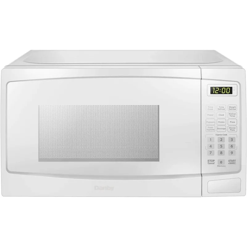 0.7 Cubic Foot White Countertop Microwave - 700 Watt, Small Microwave Multi-Function Microwave with Push Button Door