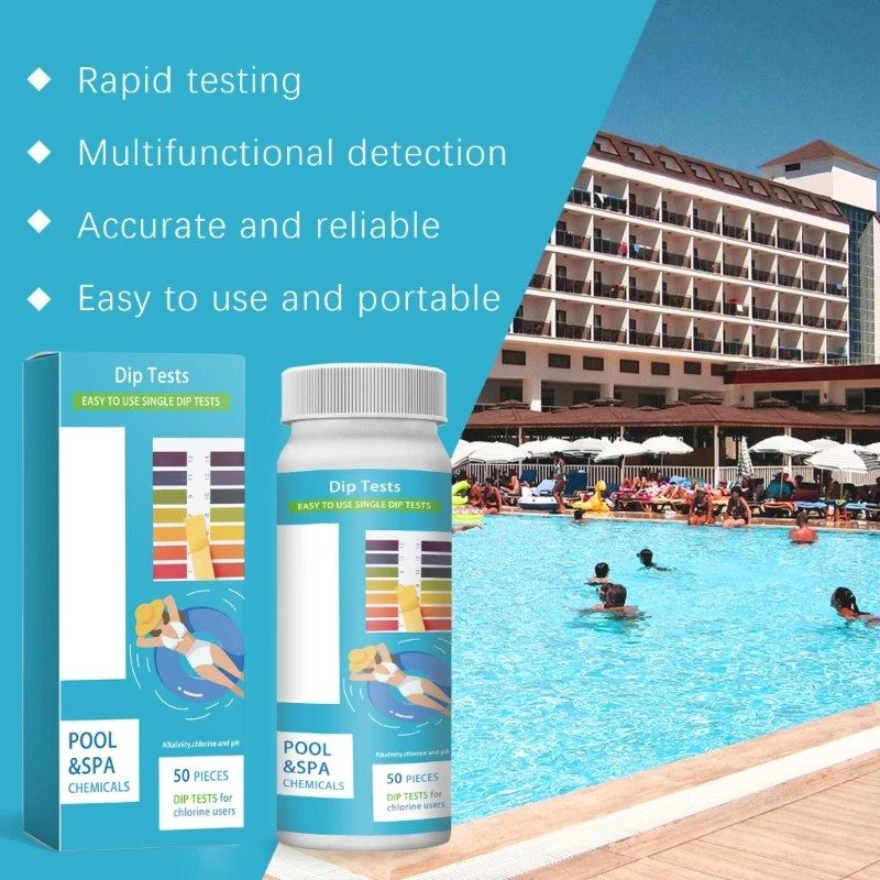 50Pcs Pool Test Strips 3 in 1 Water Quality Testing Paper for Home Public Swimming Pools Quick and Accurate Tester Paper