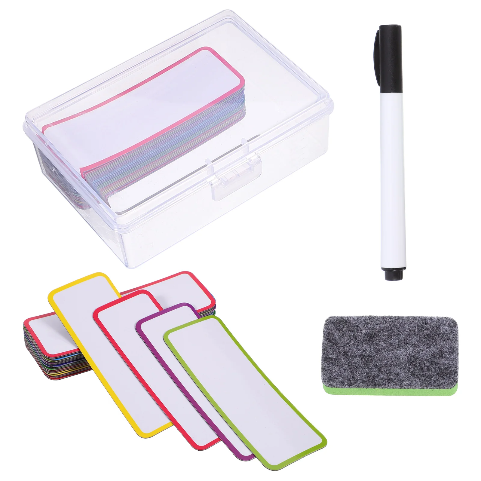 54 Pcs Magnetic Labels Stickers Copper Plated Paper Whiteboard Erasable Dry Board Magnets File Folder Tags Metal Fridge