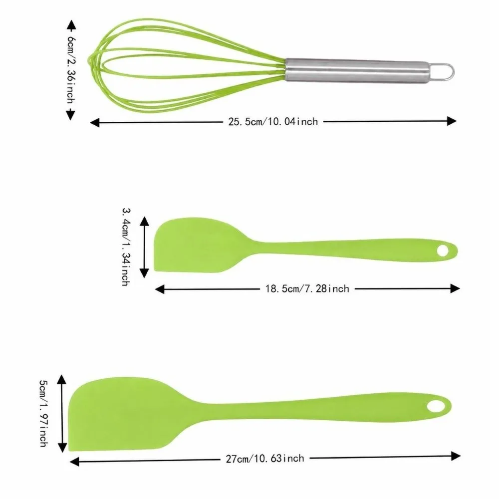 Silicone Kitchen Utensil Set Red Green Heat Resistant Baking Tool Set with Hanging Hole Non-Stick Surface Cooking Utensil Set