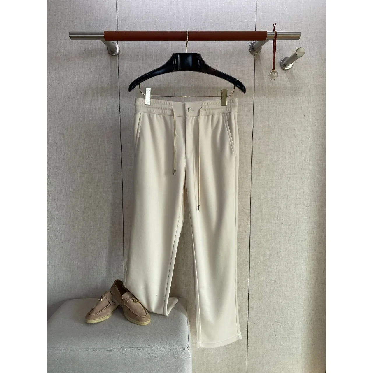 

Мужские повседневные брюки из смесовой шерсти и полиэстера, мягкие, приятные к телу, прямого кроя, на молнии, для весны и осени