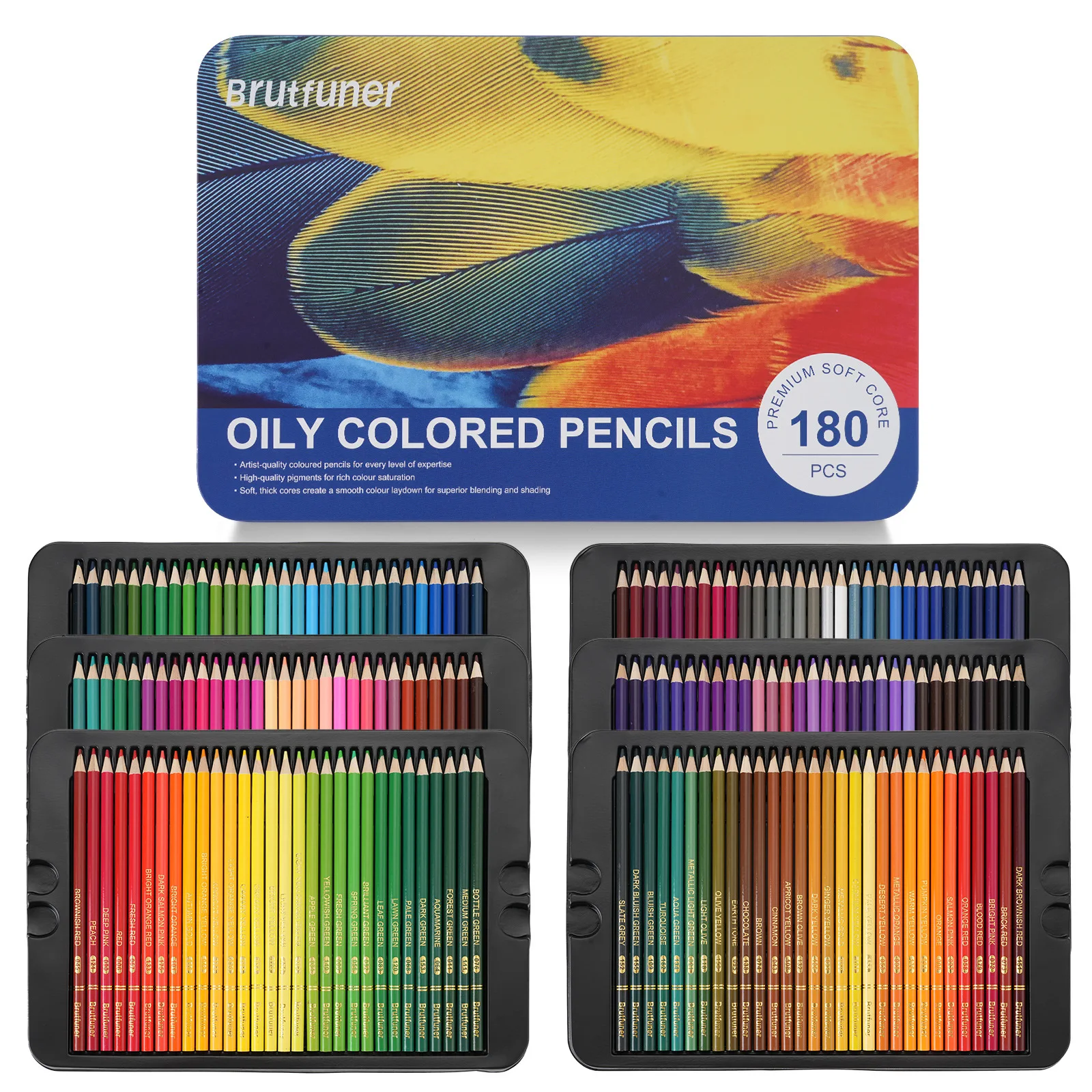 

Brutfuner180 Pcs Oil Colored Pencils Set Professional Drawing Color Pencil For Artist Coloring Sketch Art Supplies