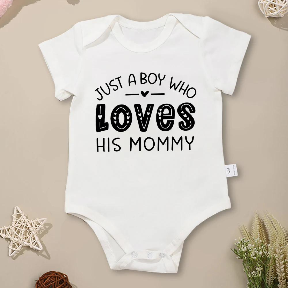 

Summer Baby Boy Bodysuit Aesthetic Clothes JUST A BOY WHO LOVES HIS MOMMY Summer Comfy Cotton Infant Romper Soft Fabric Jumpsuit