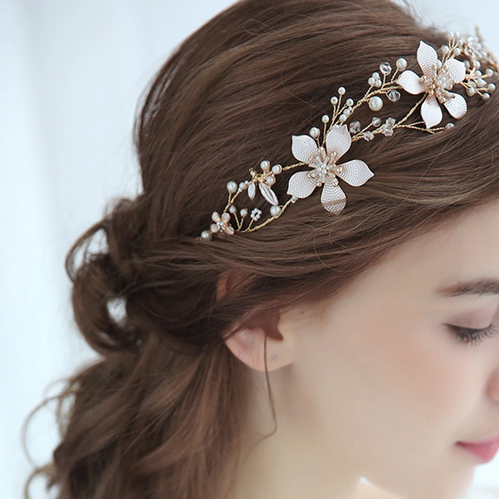 

Golden Flower Elegant Wedding Bridal Hairb Bridal Headwear Party Accessories Everyday Photoshoot Props Hair Tools