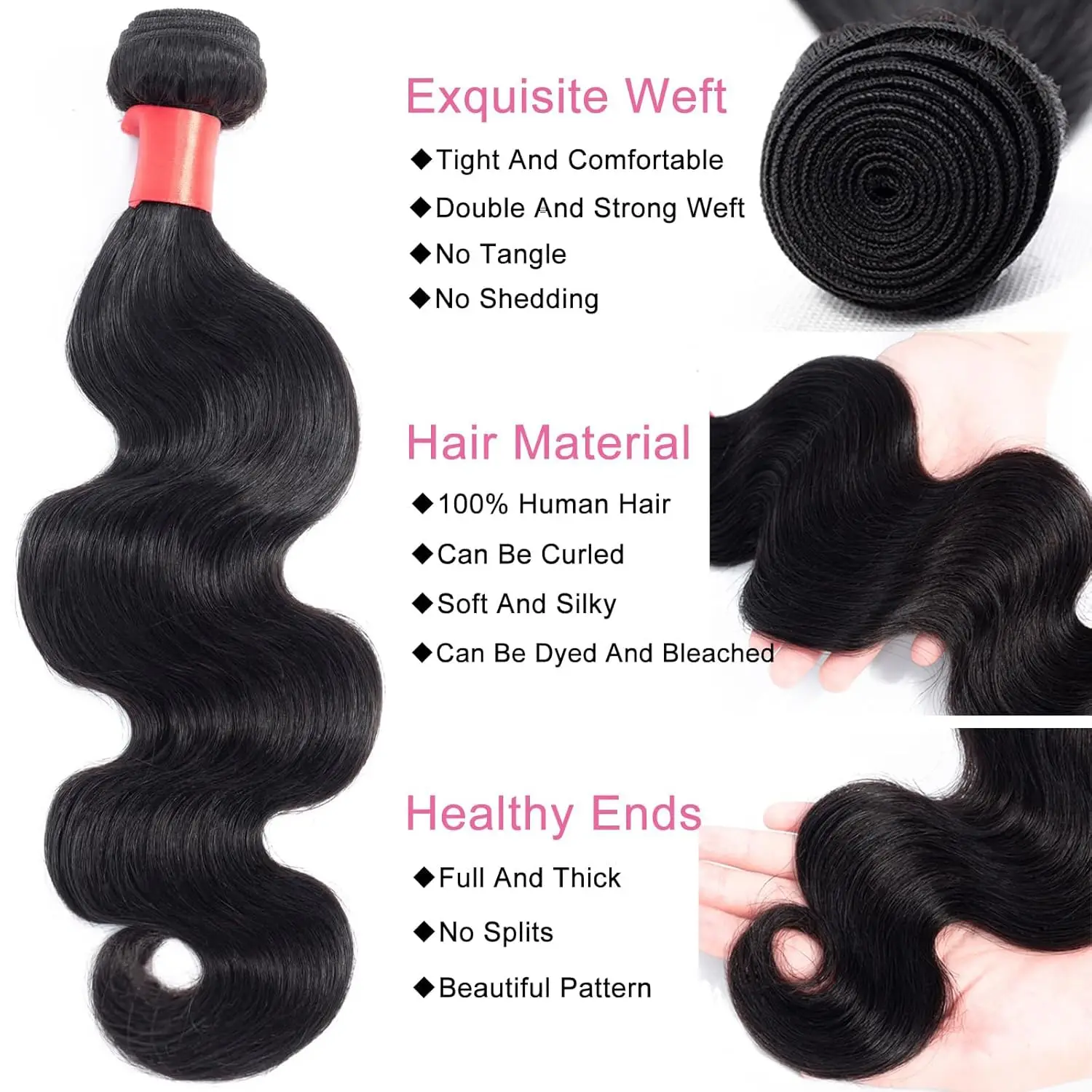 Body Wave Bundles Human Hair 18 20 22 24 Inch 100% Unprocessed 10A Brazilian Virgin Hair 2/3/4 Bundles Human Hair