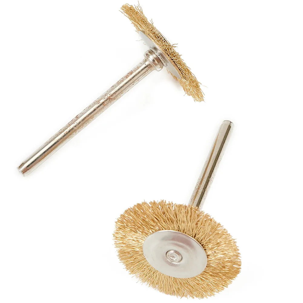 20Pcs 3.175*25mm Brass Copper Wire Brushs Wheel Brushes Polishing Tool For Grinder  Cleaning Deburring  Rotary Tools Accessory