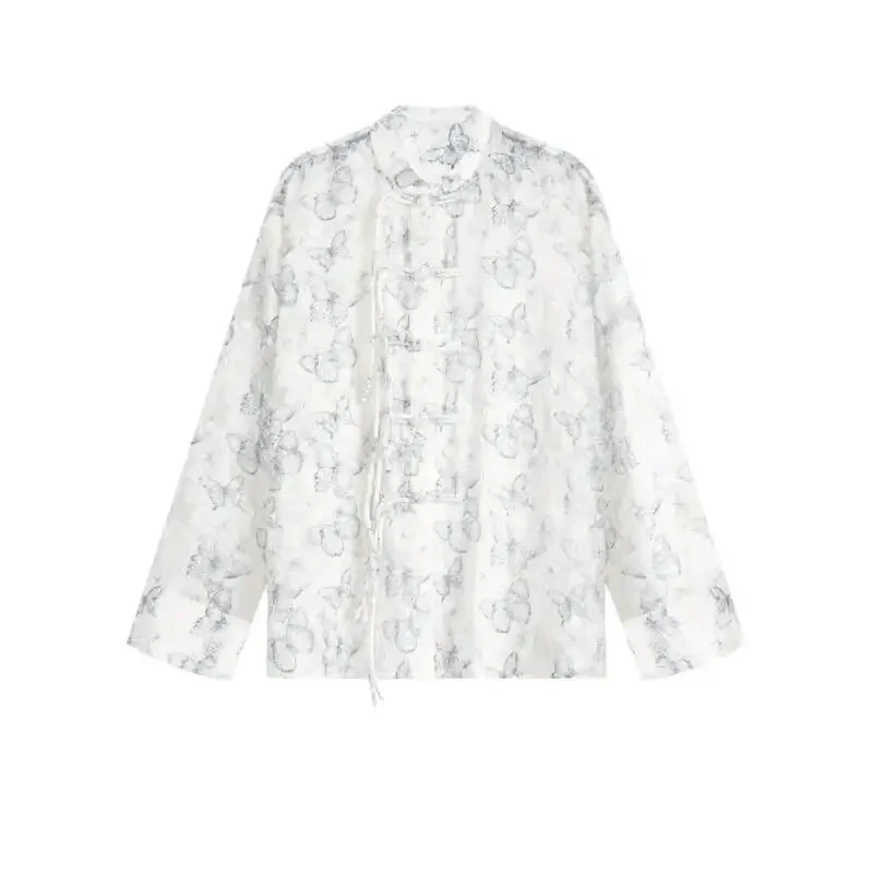 Embroidery Flower Hanfu Tops Woman Vintage Button Tang Clothes Jacket Exquisite Cheongsam Casual Outwear Elegant Coat