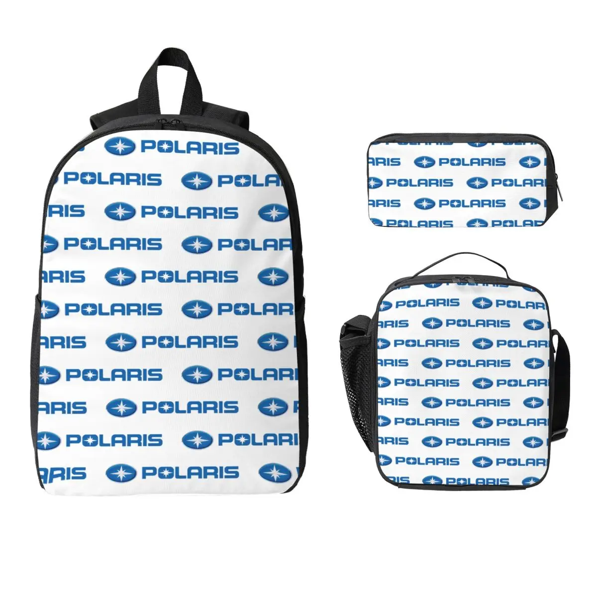

Polaris Logo Backpack Student Boys Girls BookBag School Bag Computer Shoulder Bags 3ps Insulated Lunch Bag Pencil Case