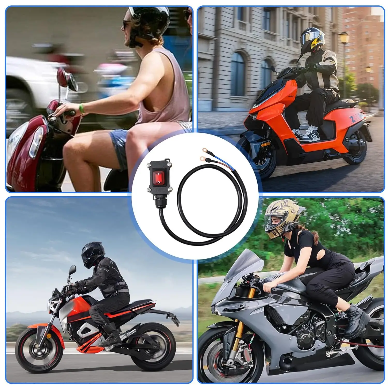Motorcycle Battery Cut-Off Switch 12V Waterproof Abs Switch 30 Cm 50 Cm Copper Wire Universal for Double-Cylinder Motor Vehicles