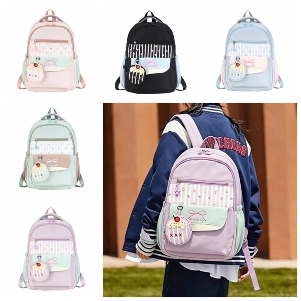 Large Capacity Travel Backpack Comfortable Oxford Cloth College Student Backpack Adjustable Straps Cartoon Pattern