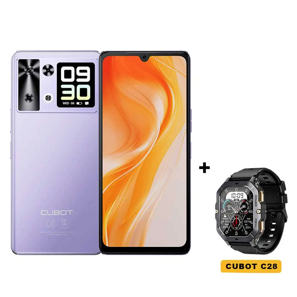 Smartphone Android 15 Cubot P90, 6,88-inch 120Hz-scherm, 24 GB RAM (12 + 12 GB uitgebreid), 256 GB ROM, G100 Octa-core 2,2 GHz-processor, 64 MP-camera, 5100 mAh-batterij, NFC phone, dubbele