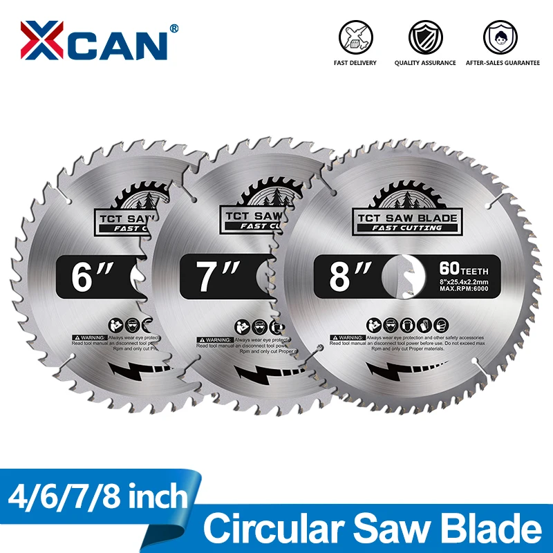 XCAN 1Pc Circular Saw Blade 4'' 6'' 7'' 8'' Carbide Wood Cutting Disc TCT Saw Blade 30T 40T 60T Tipped Cutter for Woodworking